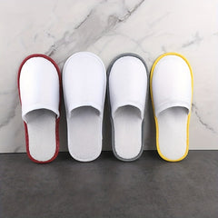 Plush Flat Slippers Non Slip Hotel Shoes Women's Indoor Guest Slippers