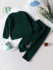Kids Coral Fleece Pajamas Set Cartoon Animal Patched Loungewear
