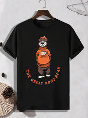 Men's Cartoon Root Bear Pattern T shirt Outdoor Tee