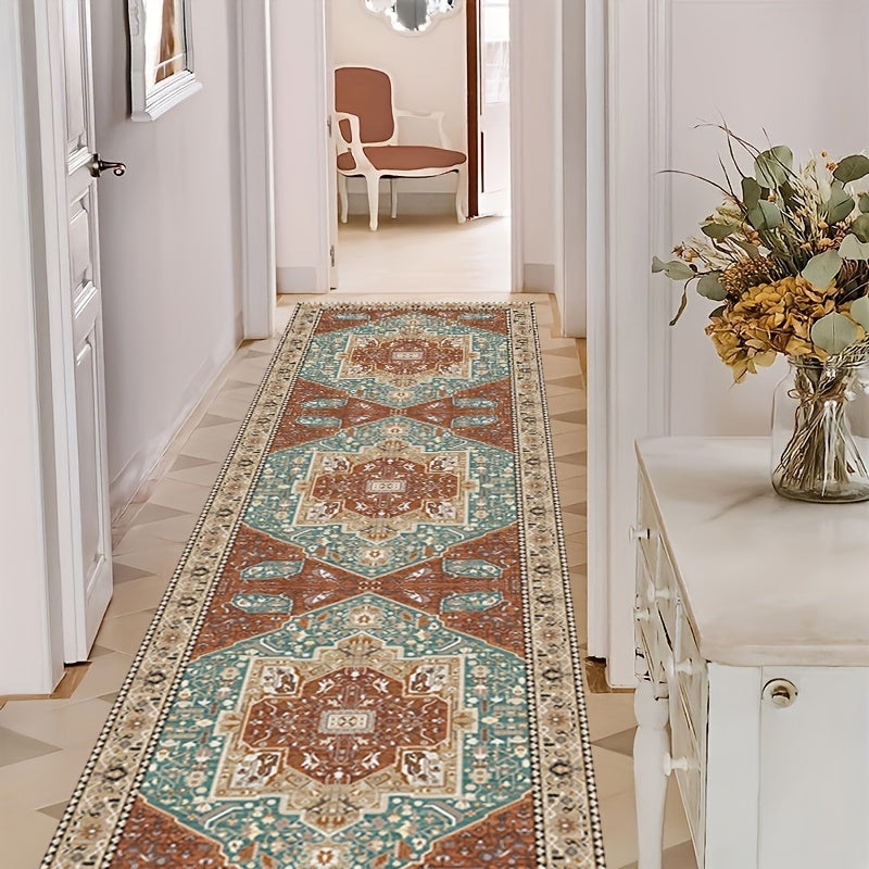Vintage Leaf Print Kitchen Rug Soft and Absorbent