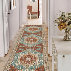 Vintage Leaf Print Kitchen Rug Soft and Absorbent