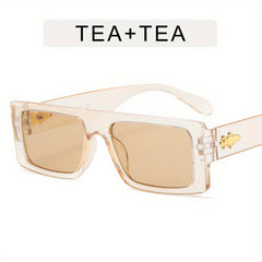 Rectangular Frame Sunglasses Vintage Flat Top UV400