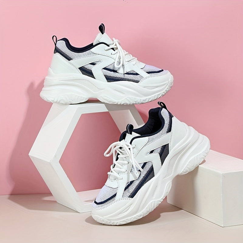 Women's Mesh Chunky Sneakers Lace Up Platform Shoes