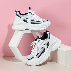 Women's Mesh Chunky Sneakers Lace Up Platform Shoes
