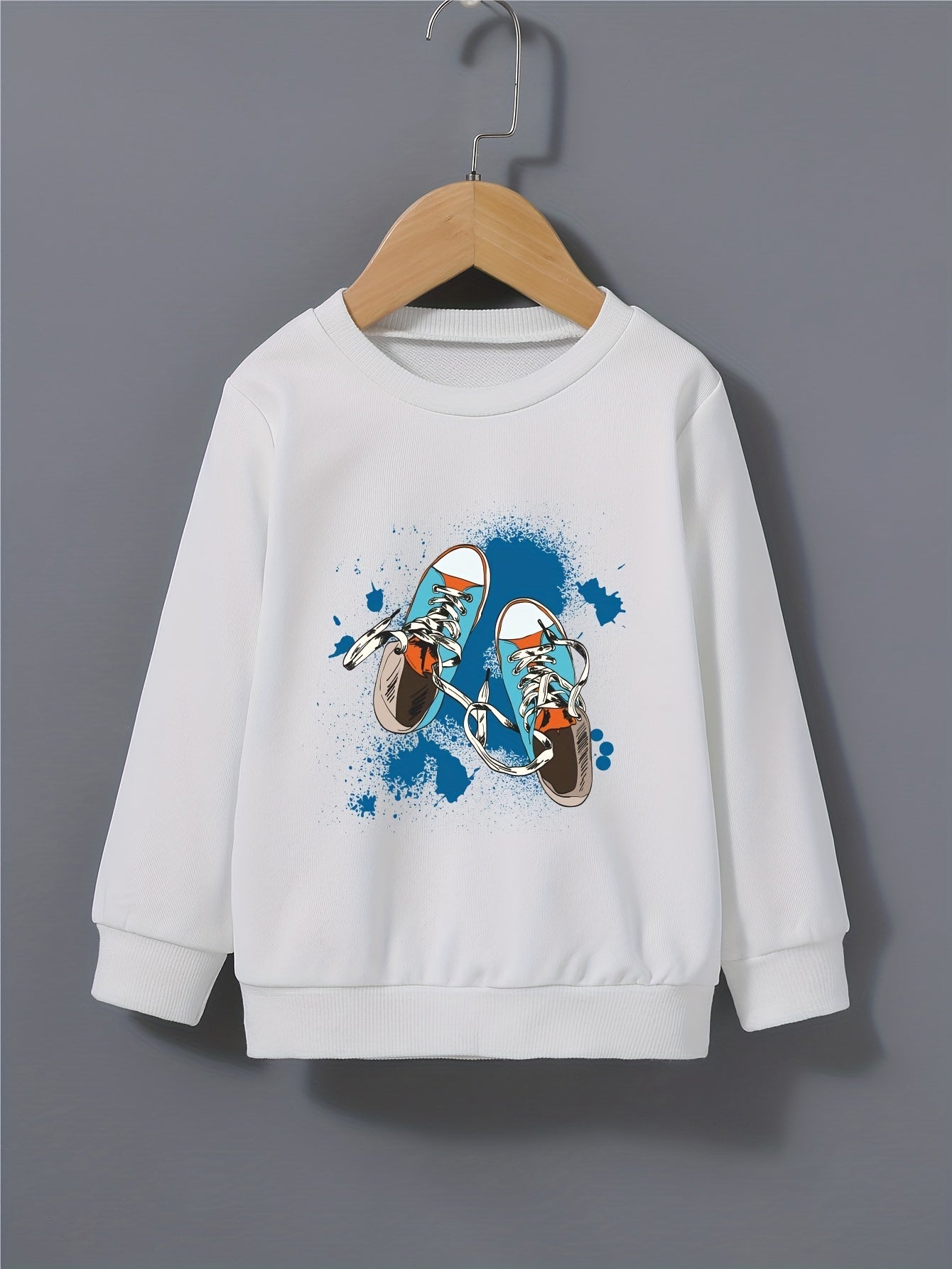 Canvas Shoes Pattern Kid's Sweatshirt Paint Splash Print Long Sleeve Top