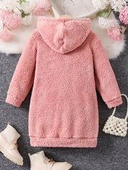 Girls Reversible Fleece Hooded Dress for Fall