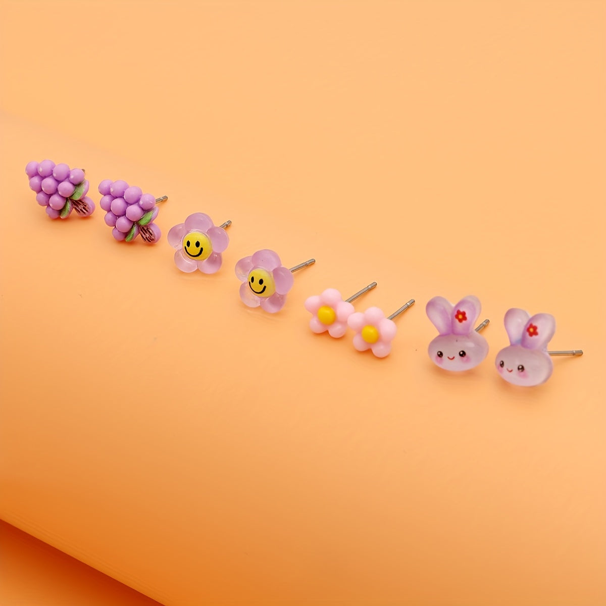 10 Pairs Cartoon Hypoallergenic Earrings Set For Little Girls