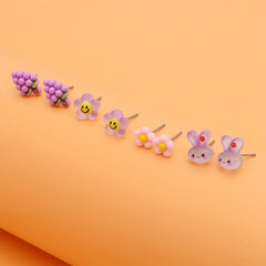 10 Pairs Cartoon Hypoallergenic Earrings Set For Little Girls