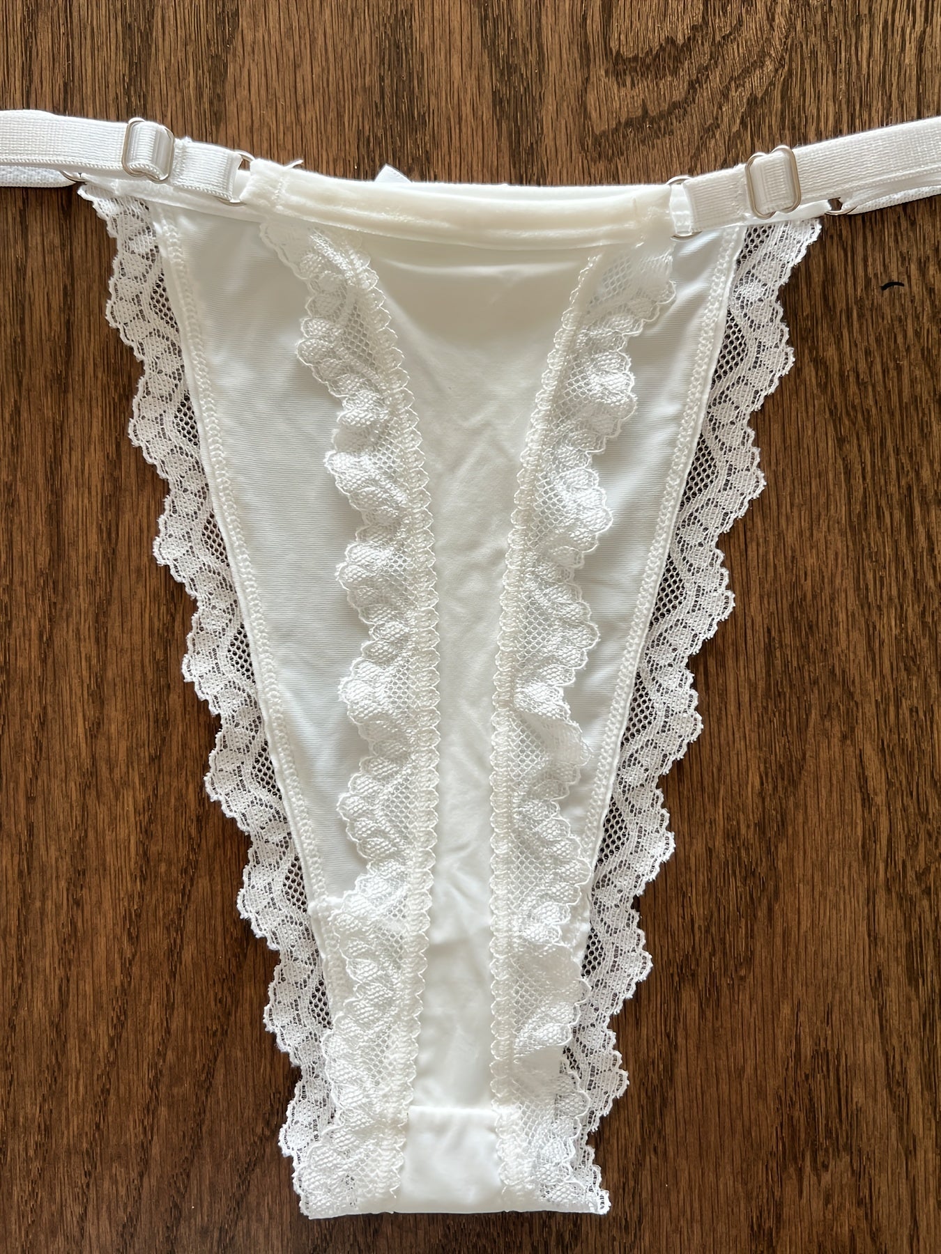 Lace Trim Thongs with Ring Links Sexy Intimate Panties