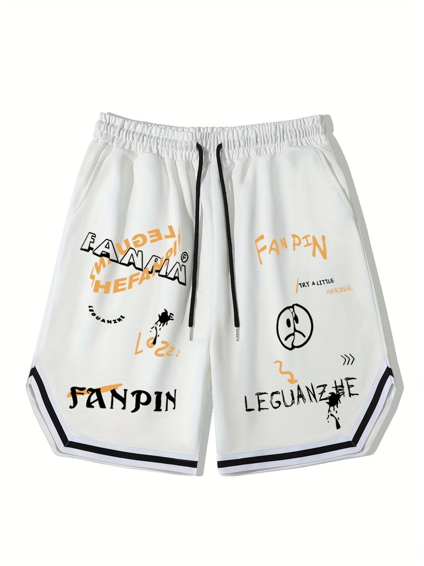 Men's Graffiti Graphic Drawstring Streetwear Shorts