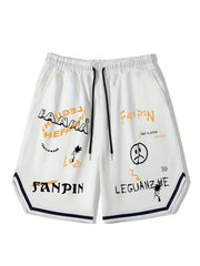 Men's Graffiti Graphic Drawstring Streetwear Shorts