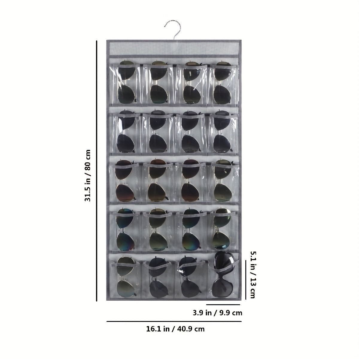 Sunglasses Organizer Wall Mounted Eyeglasses Holder with 20 Clear Slots