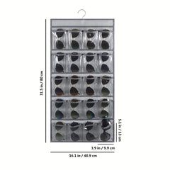 Sunglasses Organizer Wall Mounted Eyeglasses Holder with 20 Clear Slots