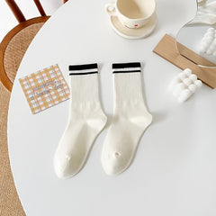 5 Pairs Cotton Crew Socks for Spring Summer Sports