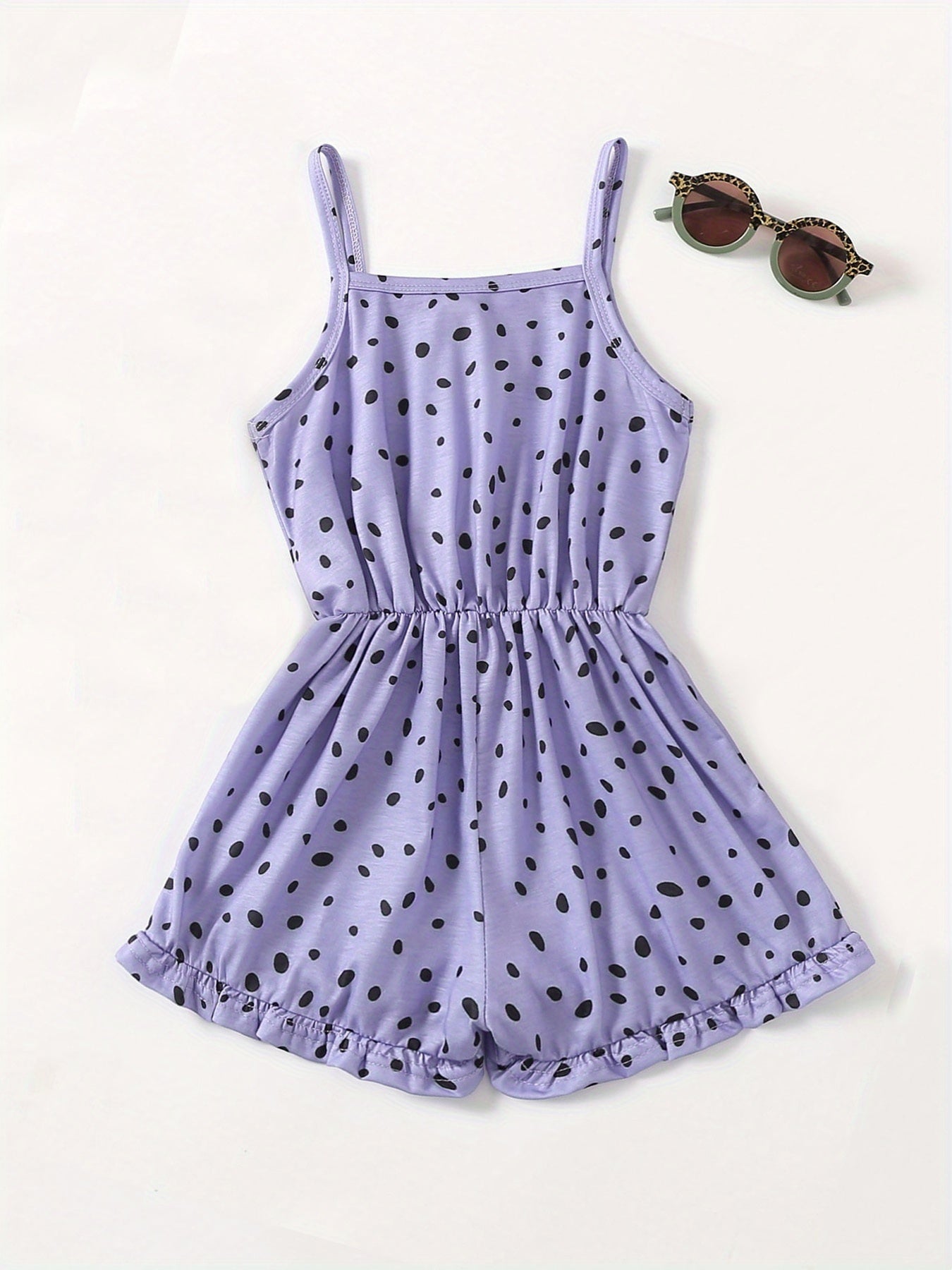 Girls Polka Dot Sleeveless Romper Comfortable Jumpsuit For Summer