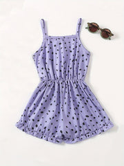 Girls Polka Dot Sleeveless Romper Comfortable Jumpsuit For Summer