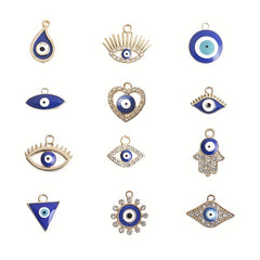 24pcs Evil Eye Alloy Pendant for DIY Necklace Bracelet Earrings