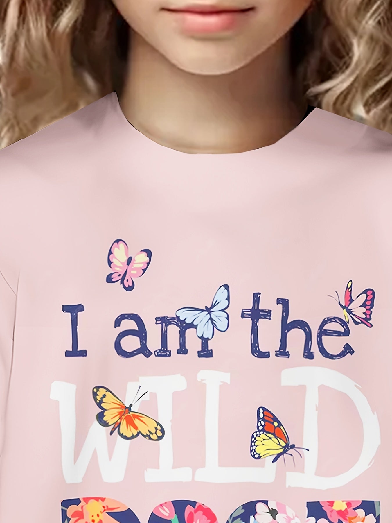 Girls boys WILD ROSE Graphic Short Sleeve T shirt Summer Sports