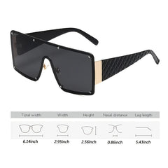 Oversized Square One Piece Sunglasses Cyber Punk Gradient Metal Eyeglasses