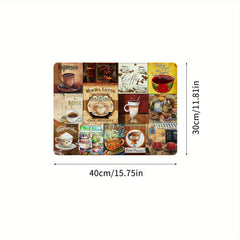 Coffee Printed Dish Drying Mat Soft Rubber Non Slip Absorbent Wear resistant