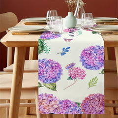 Rustic Floral Hydrangea Table Runner Heat Resistant Washable 13x7
