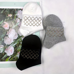 5 Pairs Rhinestone Decor Crew Socks for Women