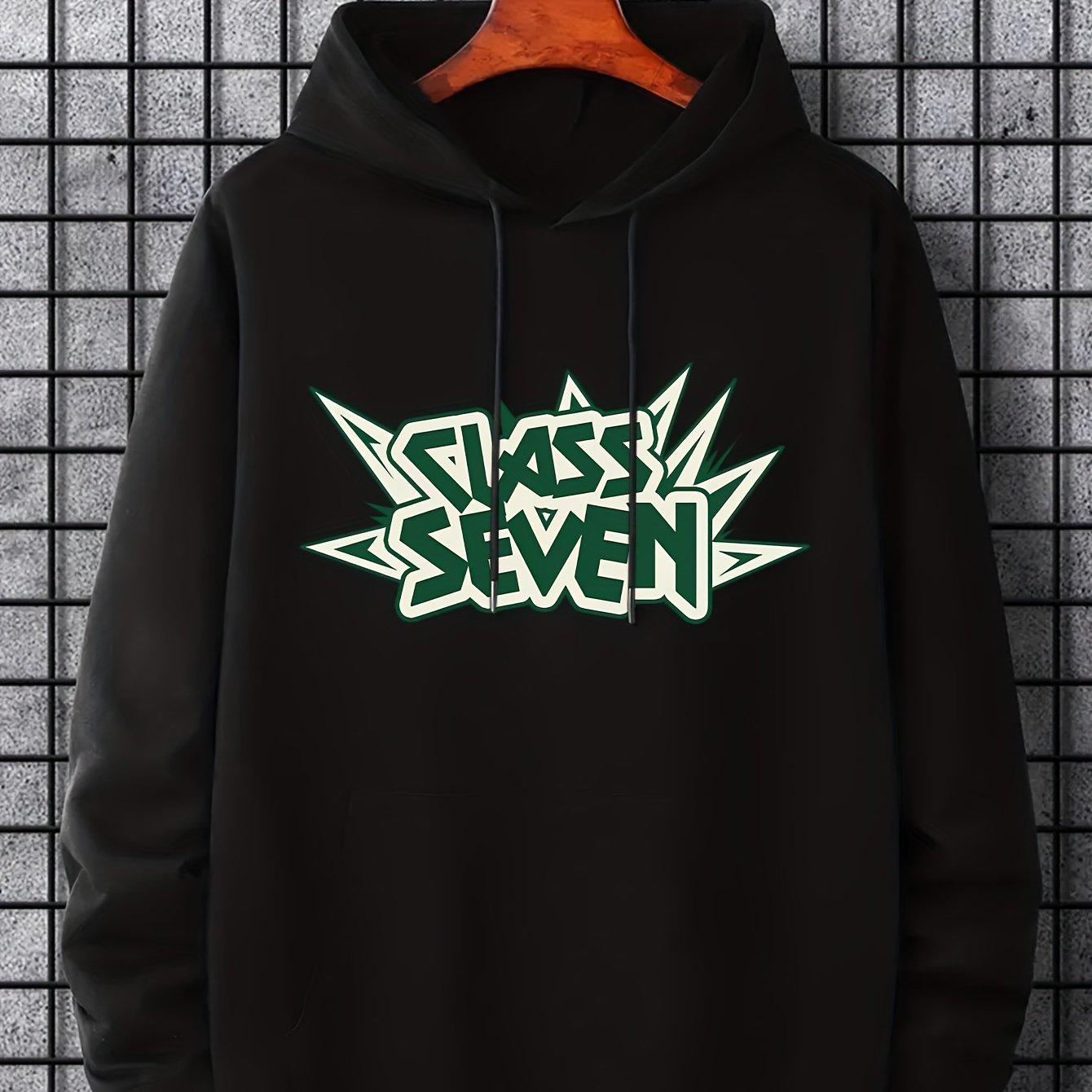 Men's Class Seven Print Hoodie Drawstring Hooded Sweatshirt