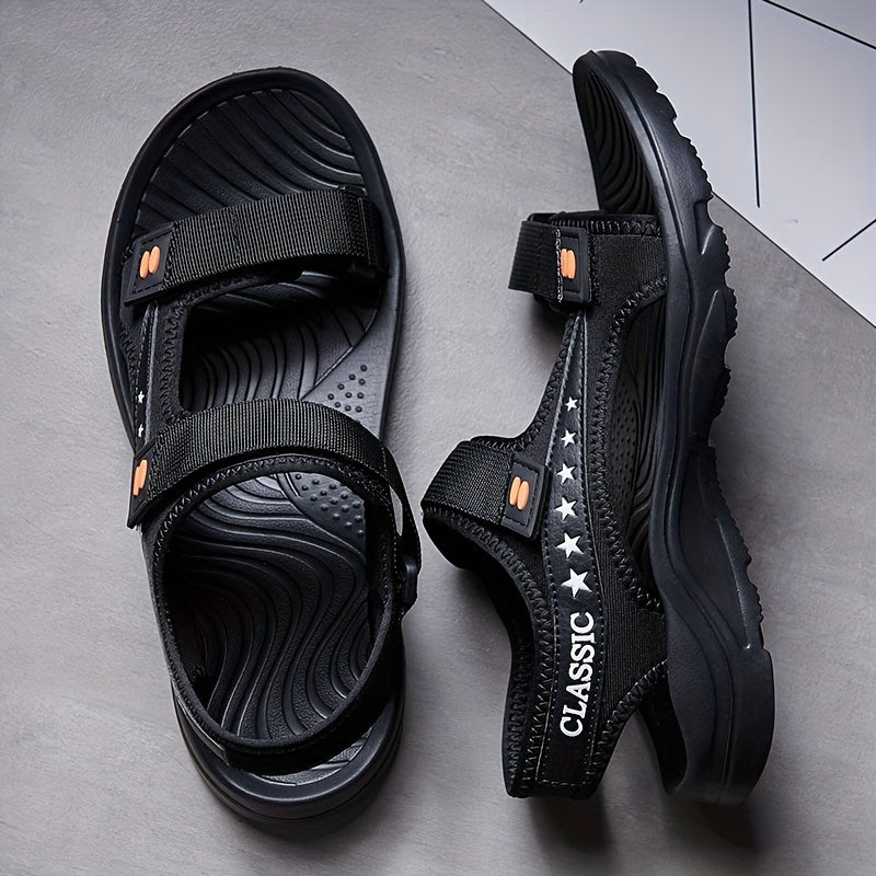 Men's Open Toe Hook And Loop Sandals Non Slip Comfortable Beach Shoes