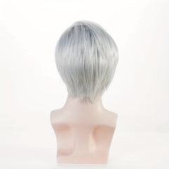 Short Metallic Grey Silver Ombre Wig for Men
