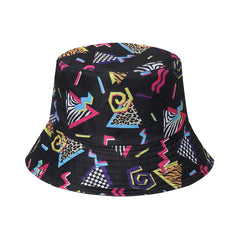 Cartoon Geometric Graffiti Bucket Hat Foldable Sun Hat