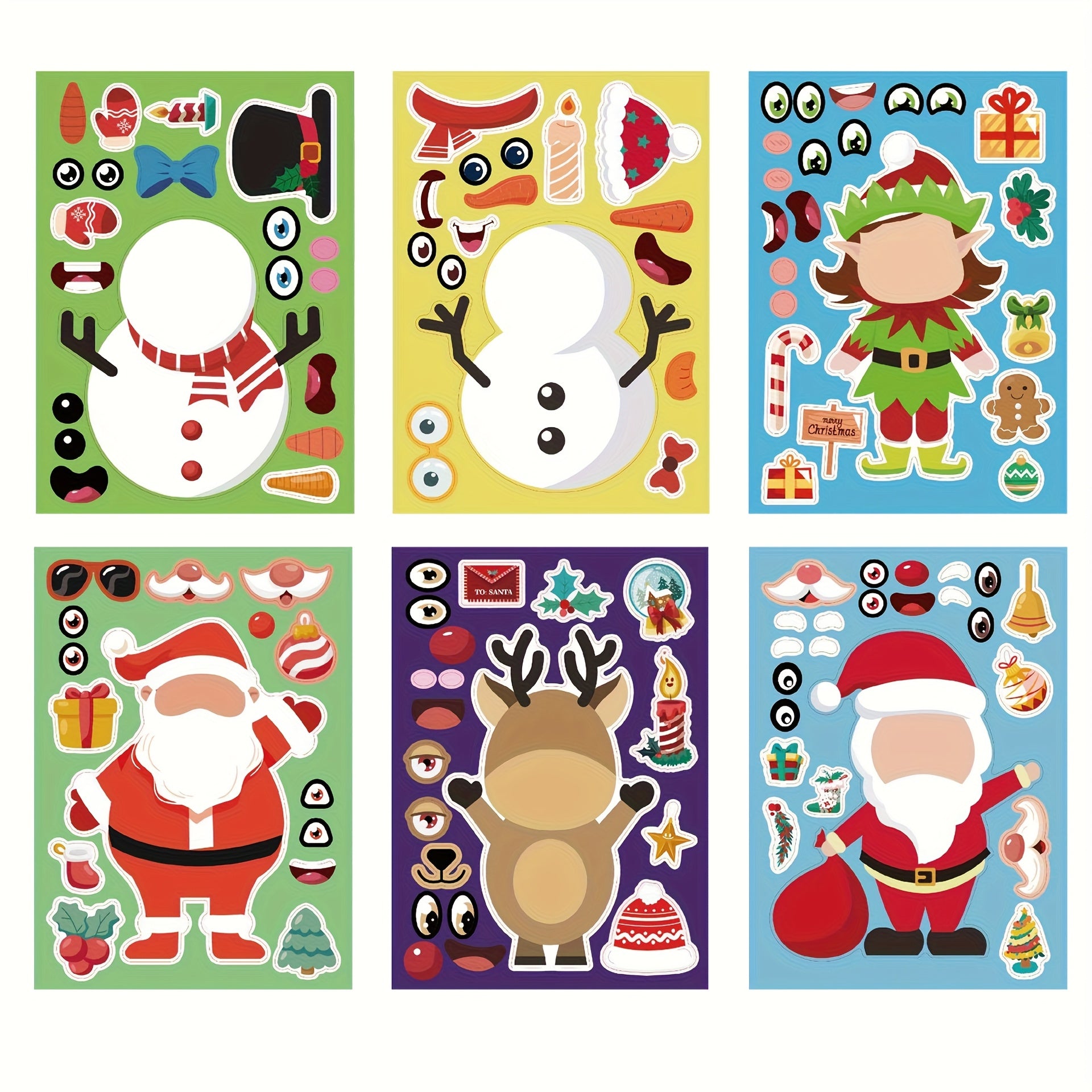 Christmas Stickers Santa Snowman Reindeer DIY Holiday Party Gift Bag Filling