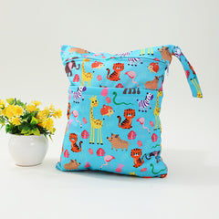 Cartoon Printed Kids' Double Zipper Waterproof Diaper Bag