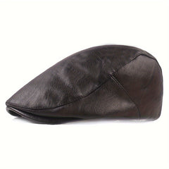 Winter PU Leather Beret Hat Women Men Wedding Party Newsboy Hat