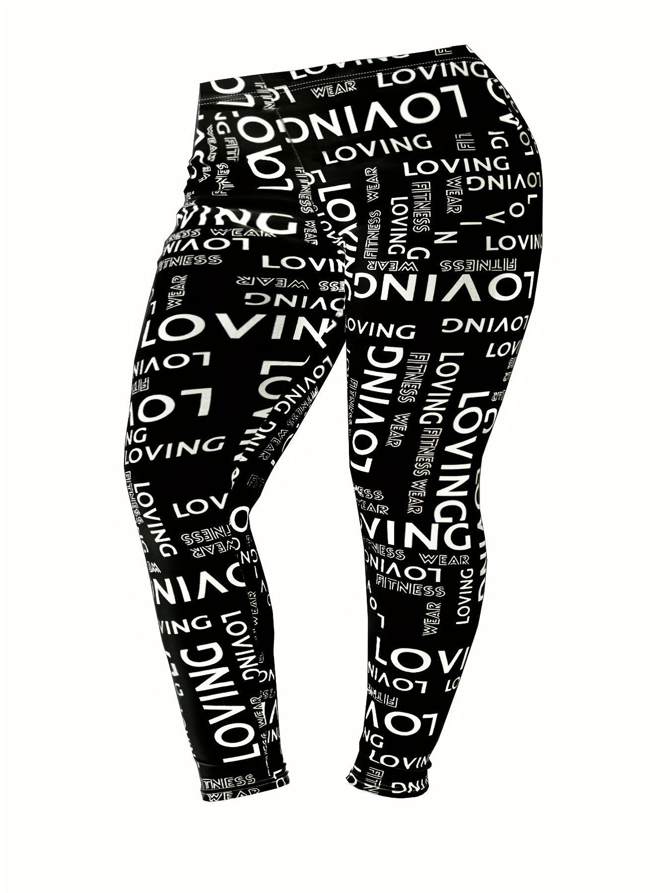 Women's Plus Letter Print High Stretch Leggings