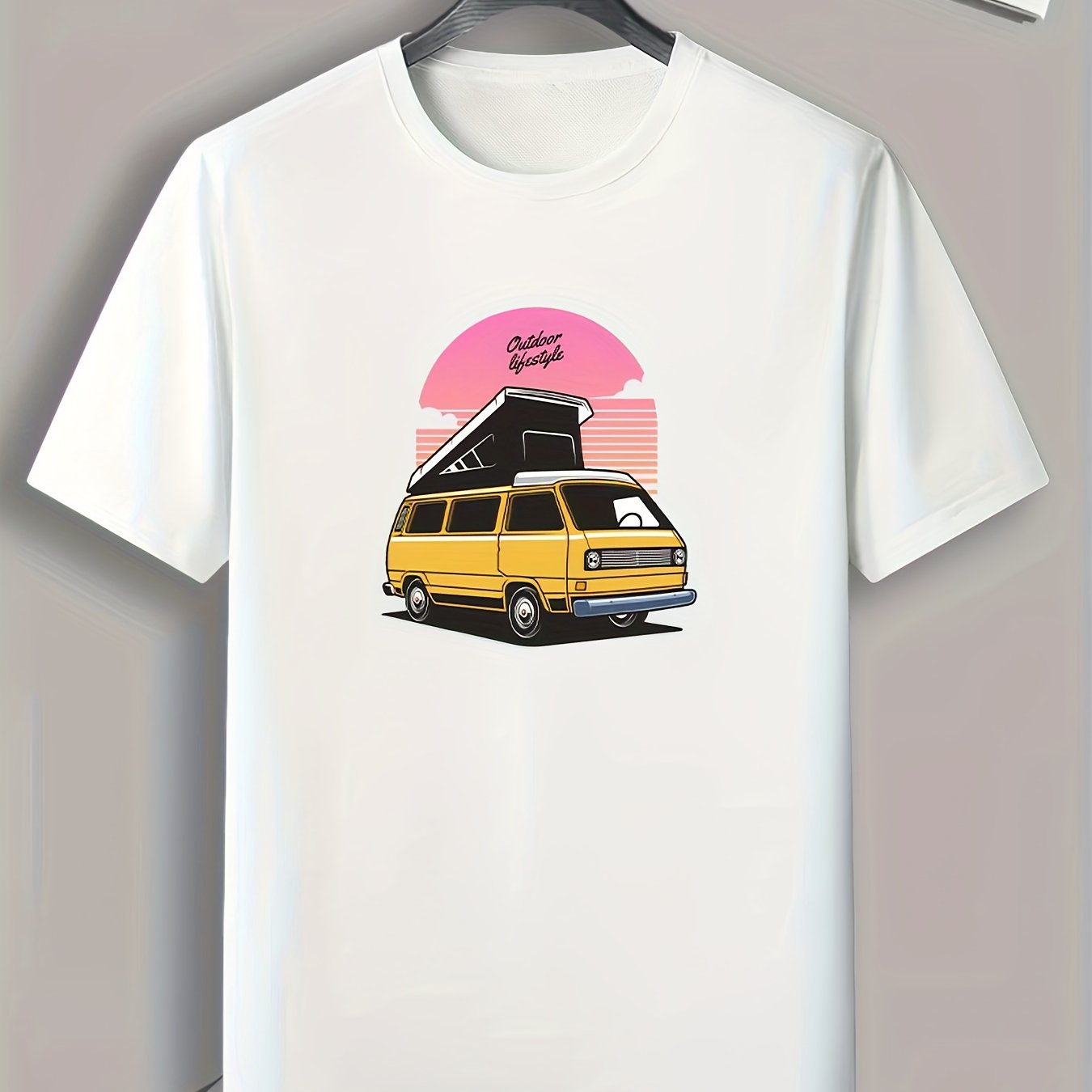 Van Pattern Print Men's Sports T-shirt for Fitness Activities