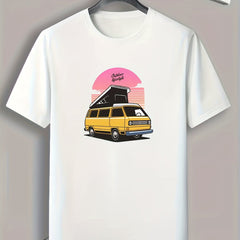Van Pattern Print Men's Sports T-shirt for Fitness Activities