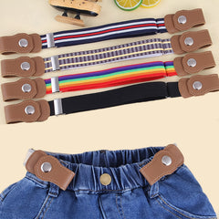 2pcs Kids Adjustable Elastic Belts with Leather Loop