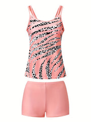 Leopard Print Tank Top & Shorts Swimsuit Set