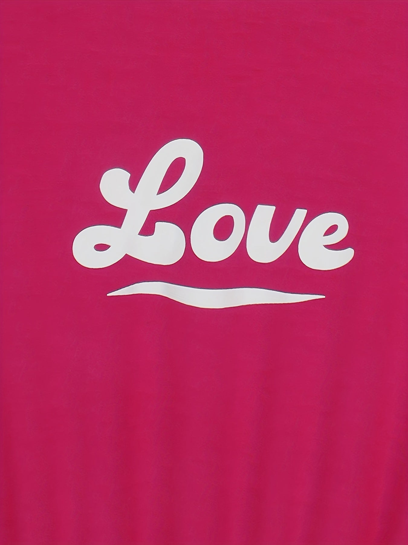 Love Print Casual Two piece Set Crew Neck Long Sleeve Tops & Elastic Waist Jogge