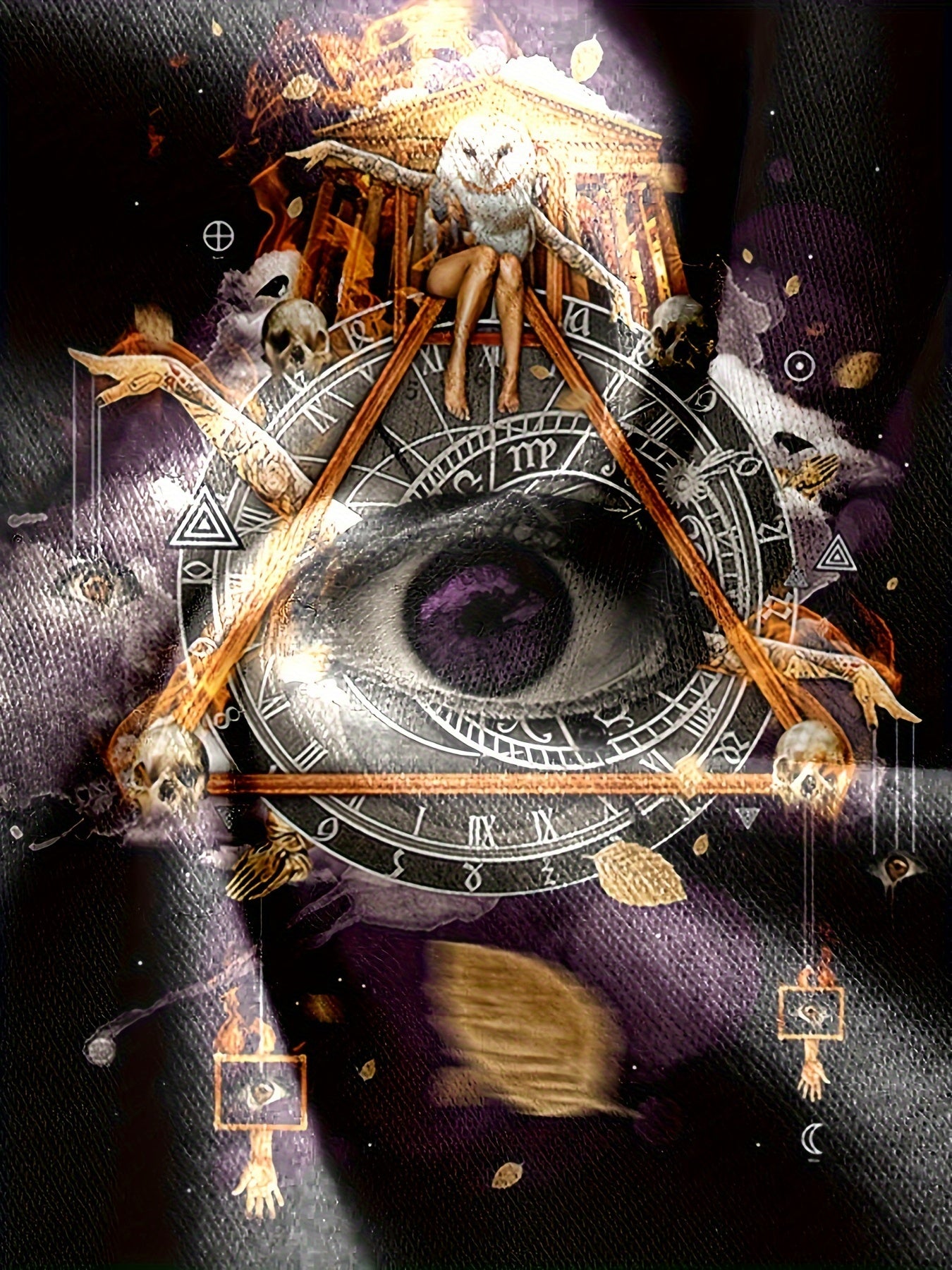 Eye And Triangle Pattern Print Men's Short Sleeve Comfy T-shirt