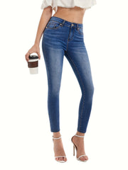Solid High Rise Skinny Jeans