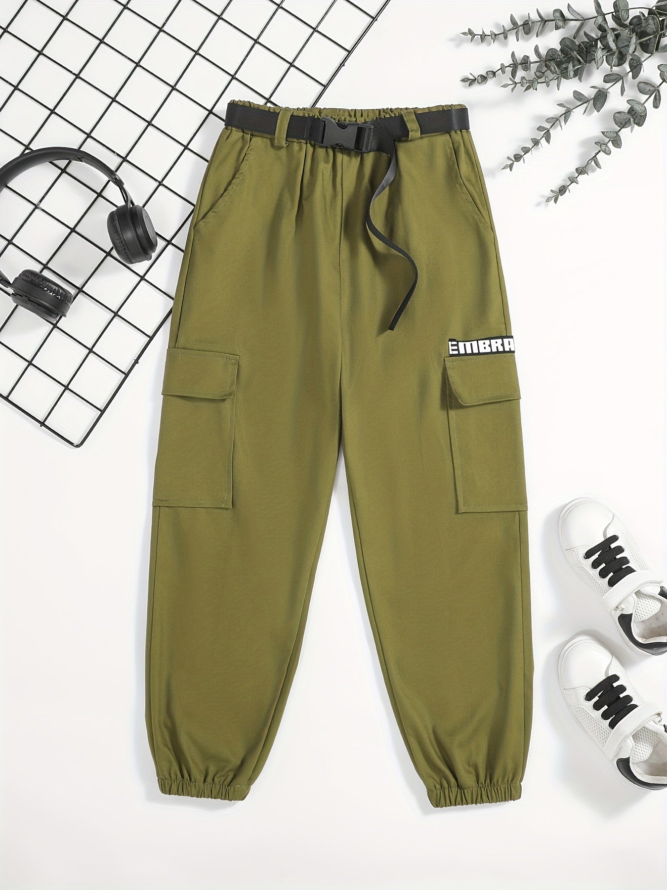 Boys Casual Cargo Pants With Belt for Kids