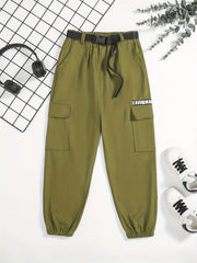 Boys Casual Cargo Pants With Belt for Kids