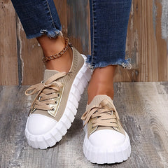 Women's Breathable Platform Sneakers Comfortable Low Top Shoes