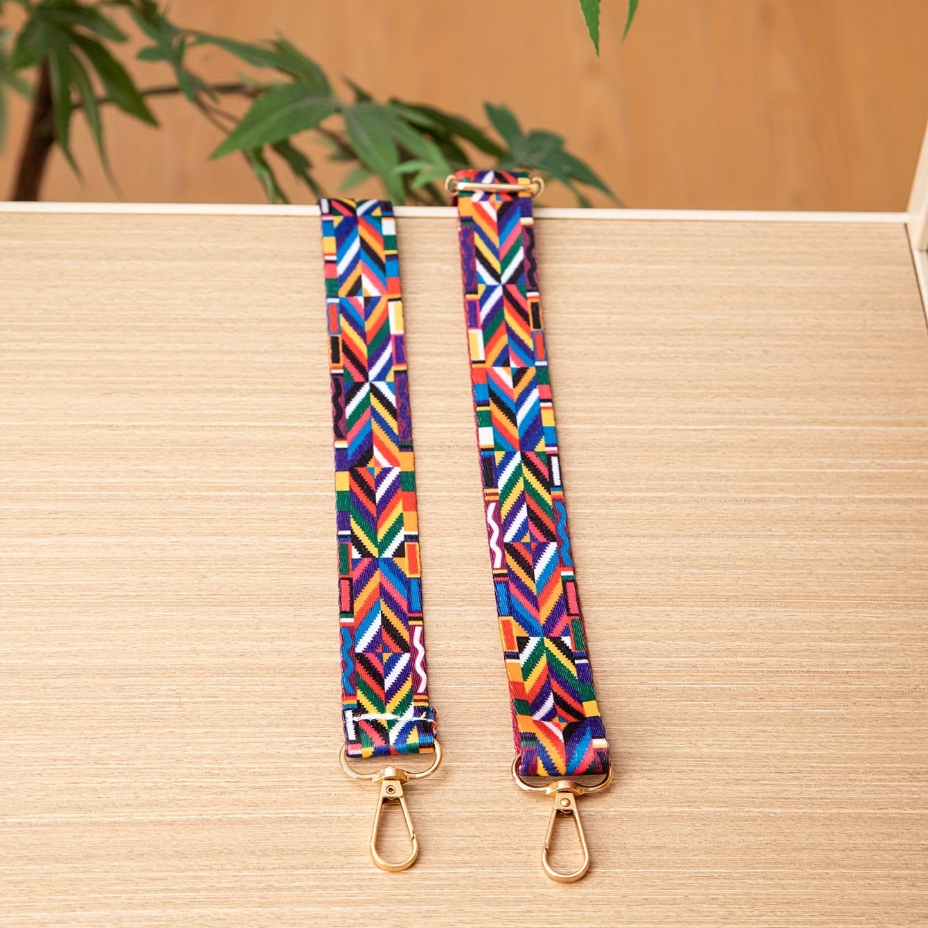 Geometric Rainbow Shoulder Strap, Ethnic Style Wide Purse Strap