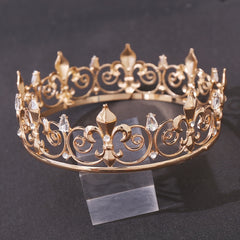 Royal Round Crown Metal Crowns And Tiaras For Cosplay Prom Party Decorations