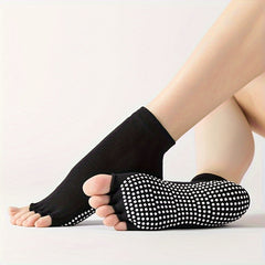 3 Pairs Yoga Socks Non Slip Grips Toeless For Women