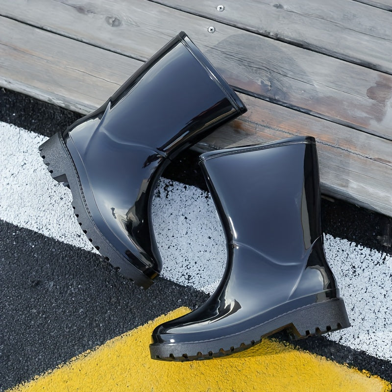 Women's Waterproof Rain Boots Anti slip Chunky Heeled Outdoor Work Boots
