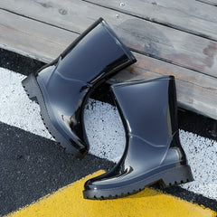 Women's Waterproof Rain Boots Anti slip Chunky Heeled Outdoor Work Boots