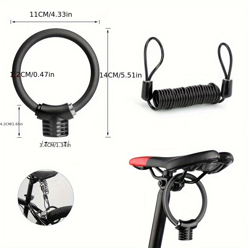 Bicycle Lock & Spring Rope Anti-theft Portable Safety Lock